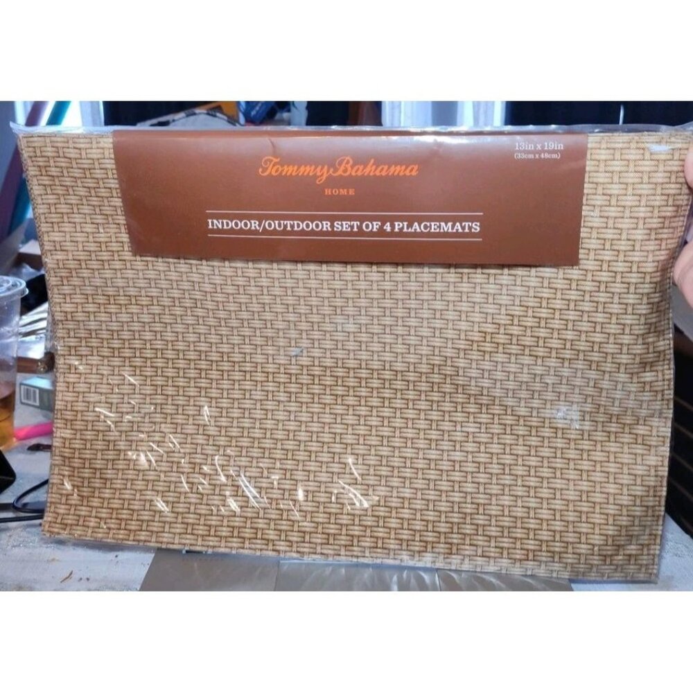 New Set of 4 Tommy Bahama‎ Home Brown Weave 19"x13" Indoor/Outdoor Placemats